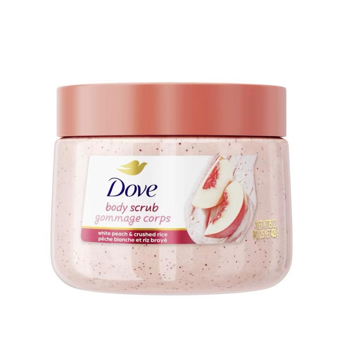 Dove Beauty Exfoliating Body Scrub – White Peach & Crushed Rice (15oz)