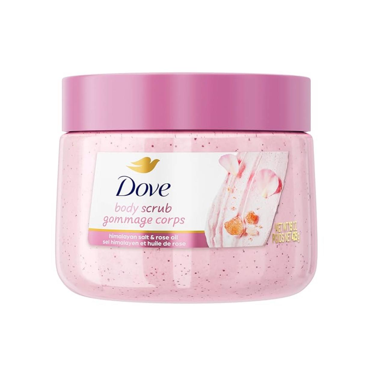 DOVE Beauty Exfoliating Body Scrub – Himalayan Salt & Rose Oil (15oz)