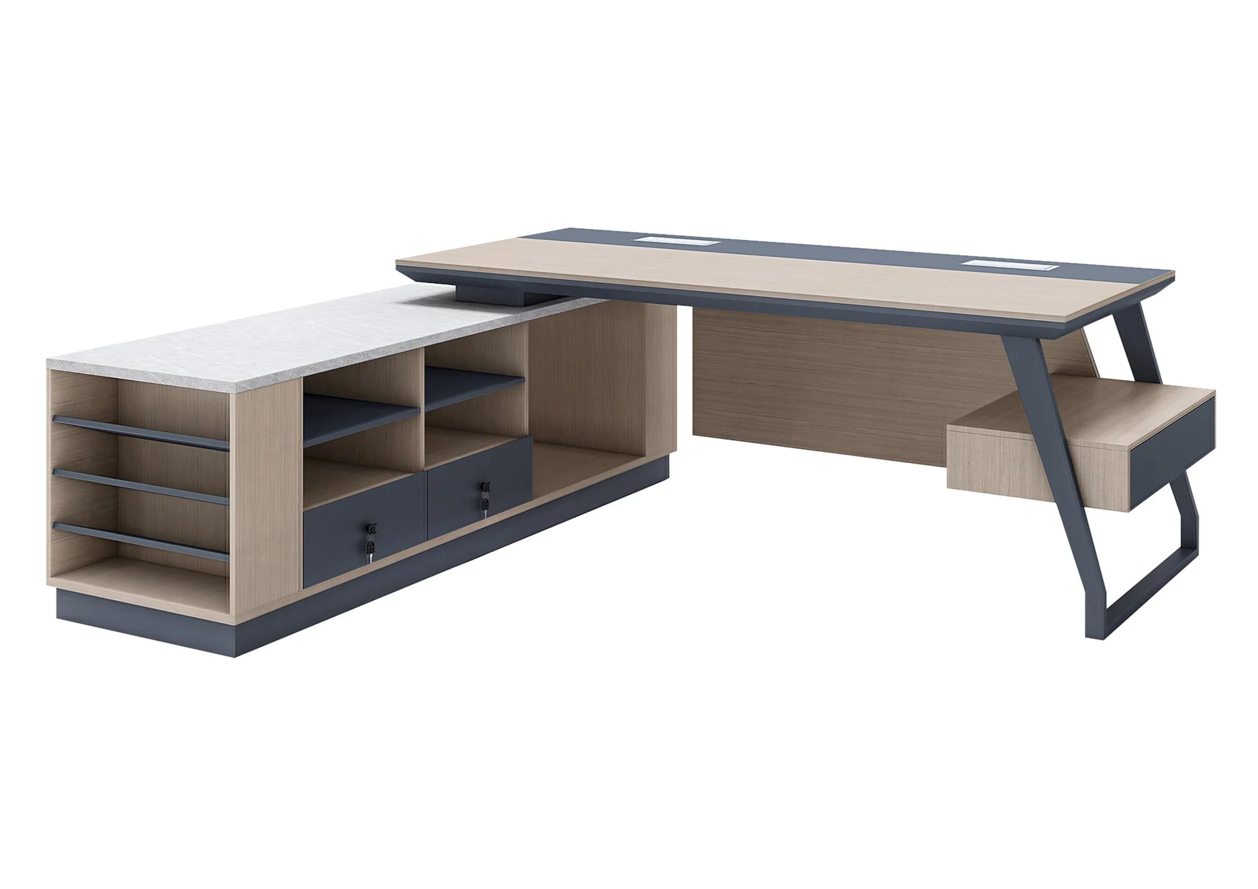 ELEGANCE FASHION NATURAL / GR F Professional Office Desk