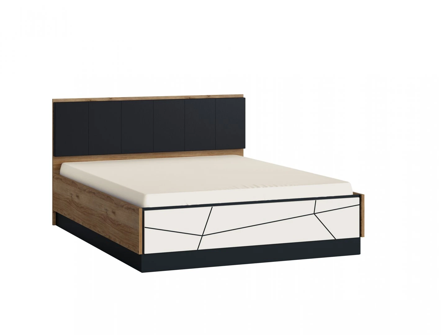 BROLO BED 160*200 WITHOUT BASE GLOSSY WHITE/BLACK/WALNUT