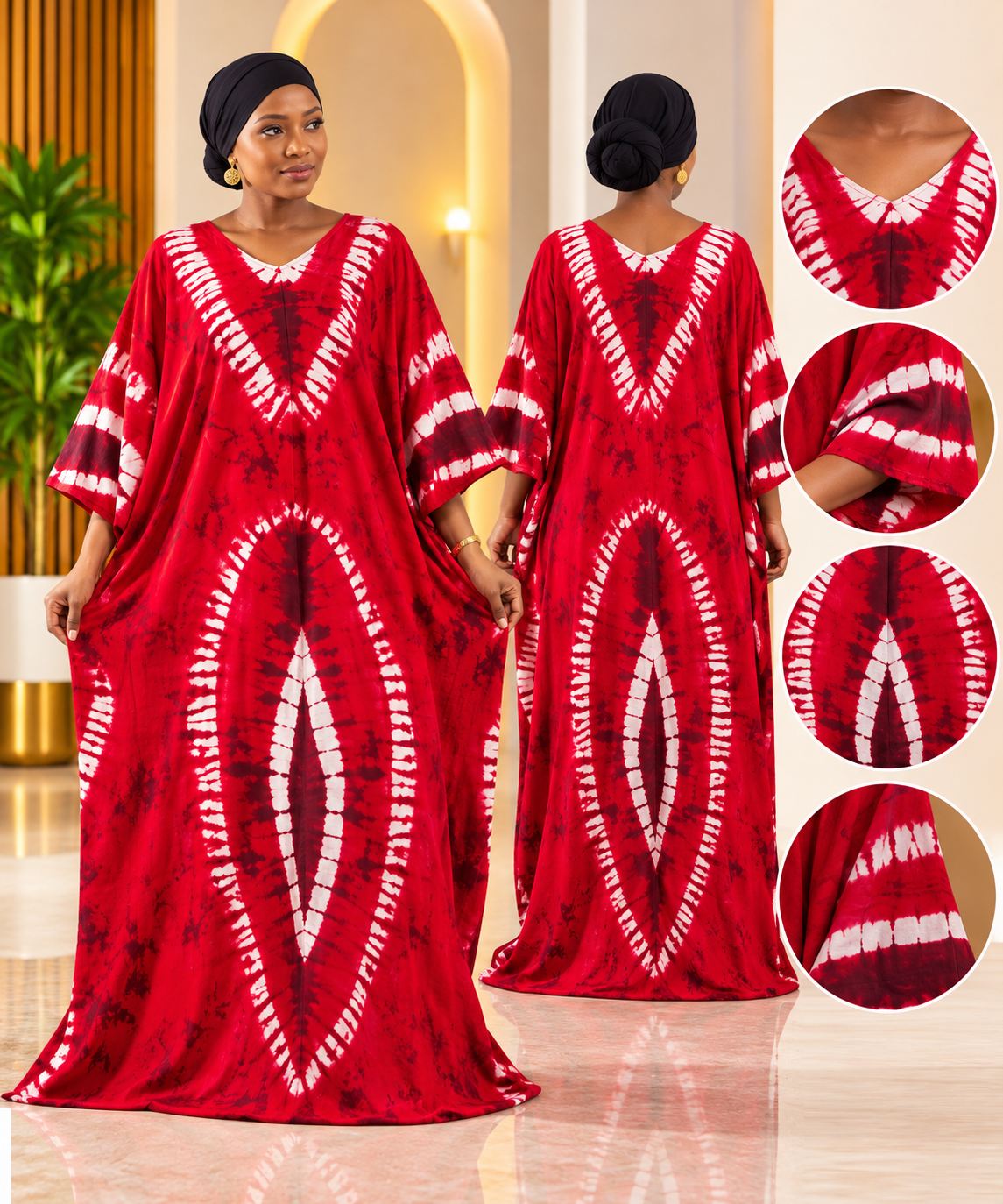 Crimson Royale Tie-Dye Boubou Gown