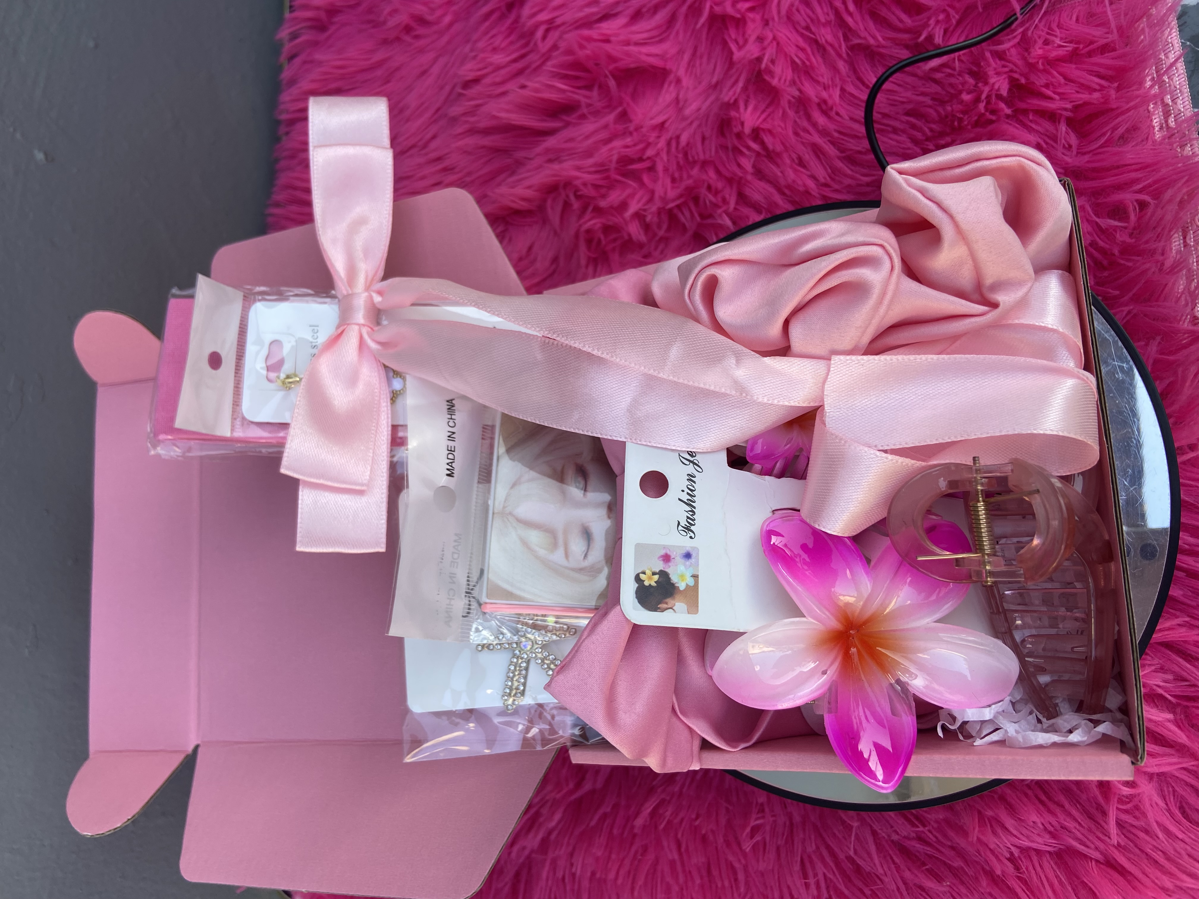 Pink themed haircare package